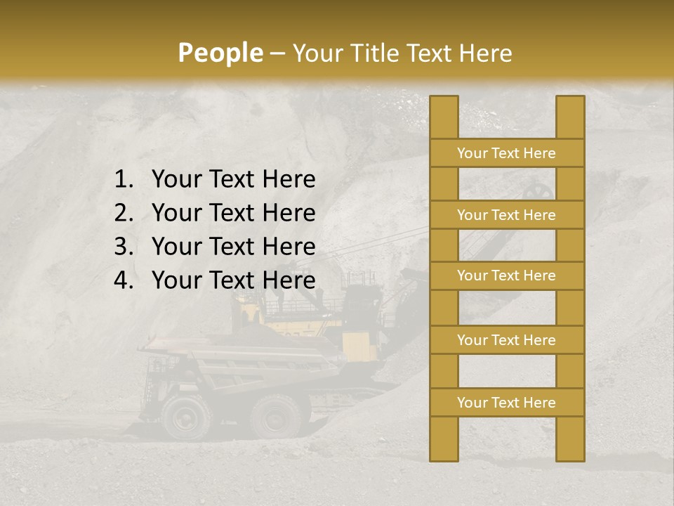 A Dump Truck In Front Of A Large Pile Of Rocks PowerPoint Template