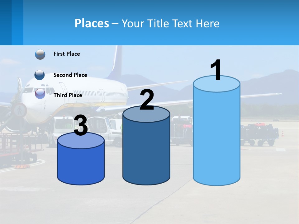 A Plane Is Parked On The Tarmac With Luggage PowerPoint Template