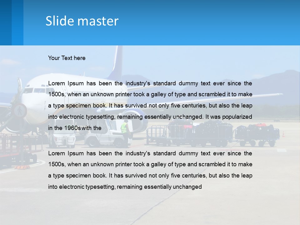 A Plane Is Parked On The Tarmac With Luggage PowerPoint Template
