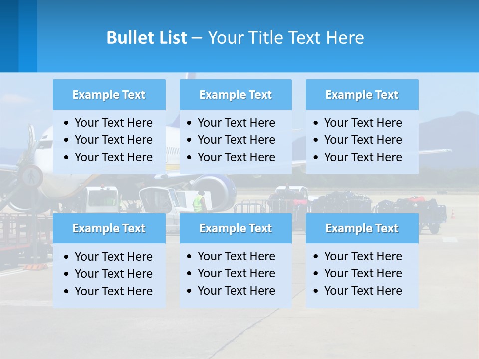 A Plane Is Parked On The Tarmac With Luggage PowerPoint Template