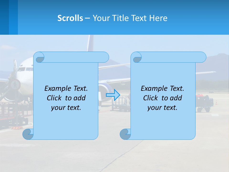 A Plane Is Parked On The Tarmac With Luggage PowerPoint Template