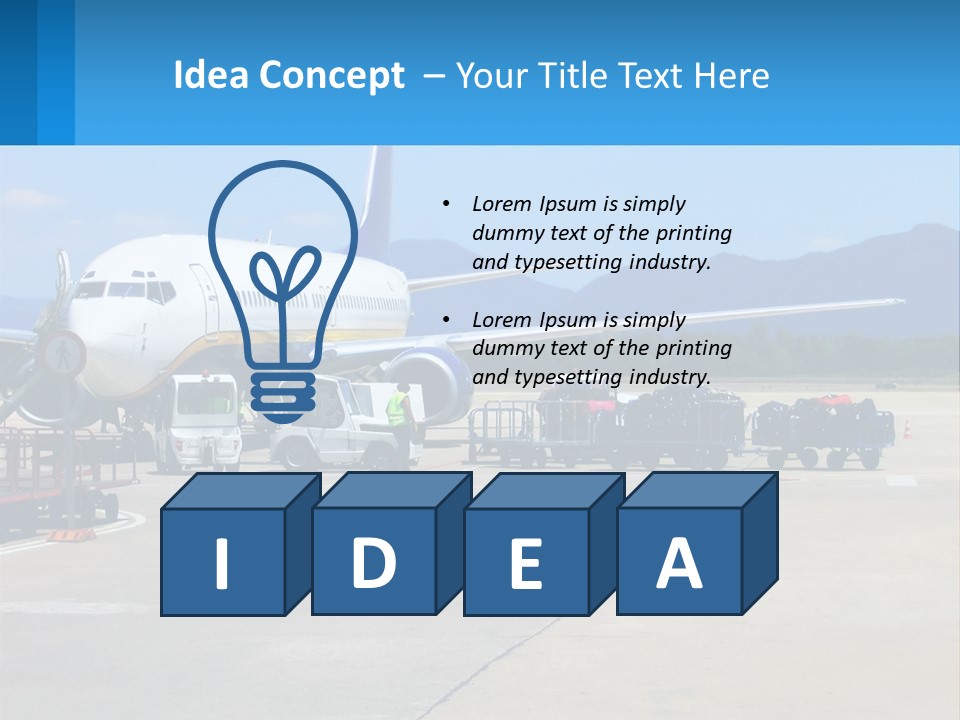A Plane Is Parked On The Tarmac With Luggage PowerPoint Template