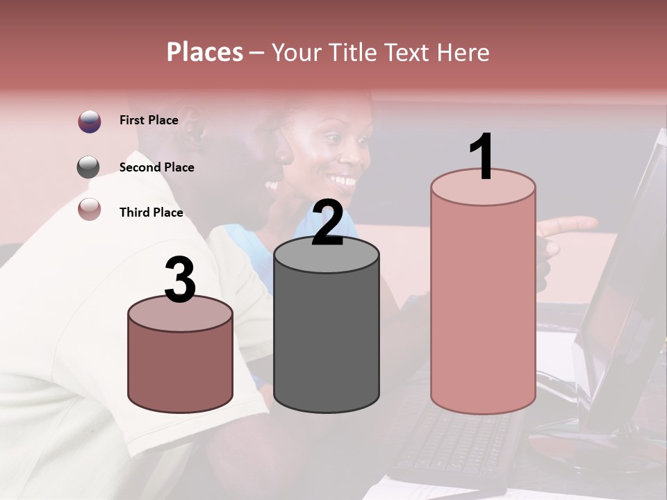 A Man And Woman Pointing At A Computer Screen PowerPoint Template