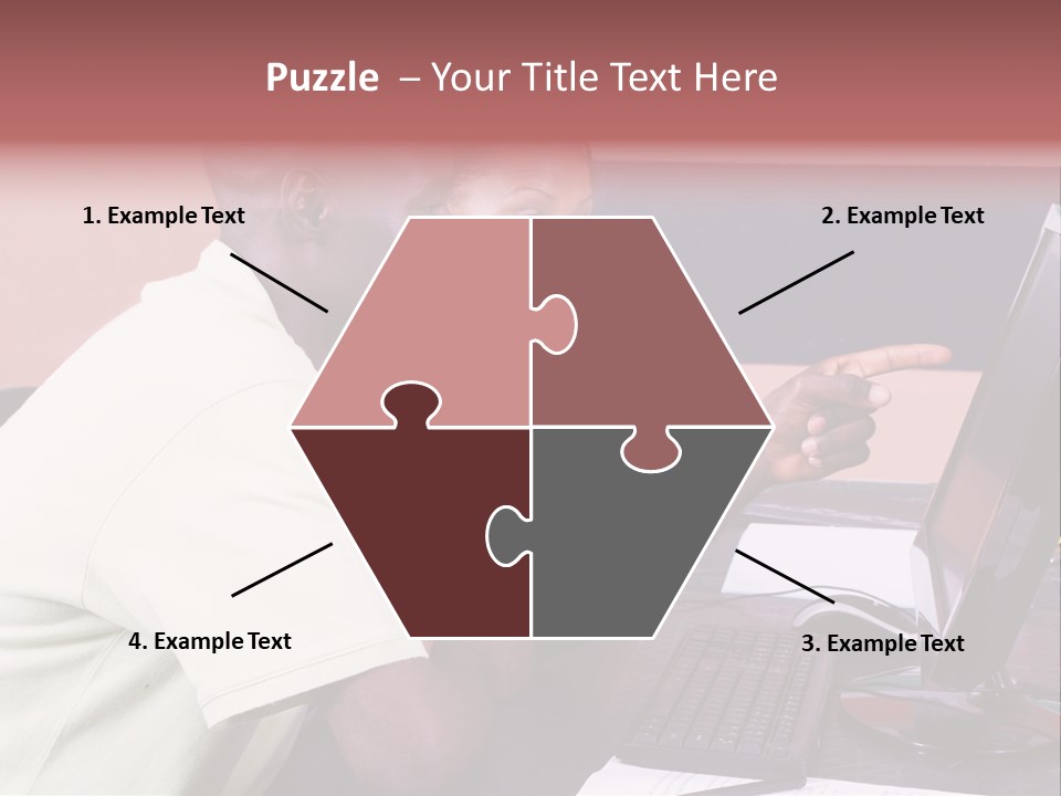 A Man And Woman Pointing At A Computer Screen PowerPoint Template