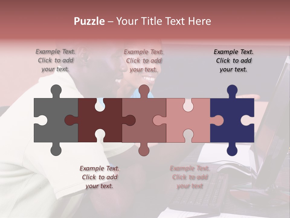 A Man And Woman Pointing At A Computer Screen PowerPoint Template