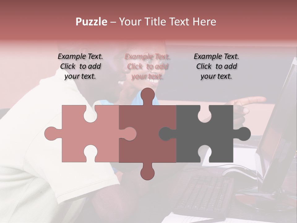 A Man And Woman Pointing At A Computer Screen PowerPoint Template