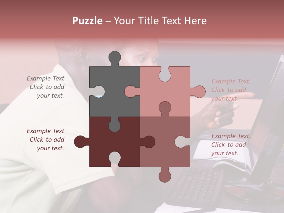 A Man And Woman Pointing At A Computer Screen PowerPoint Template