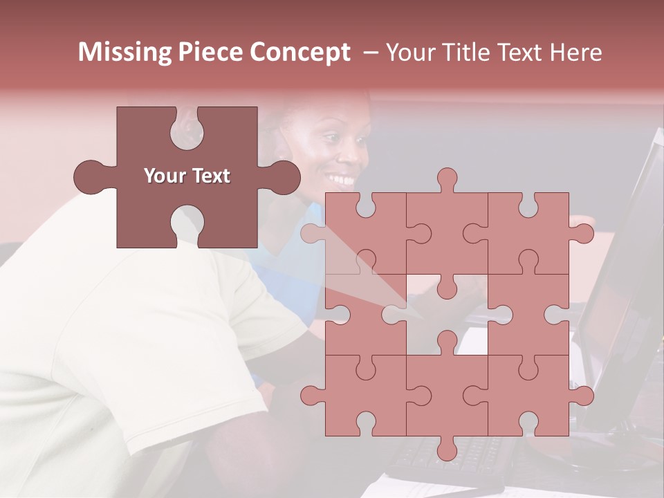 A Man And Woman Pointing At A Computer Screen PowerPoint Template