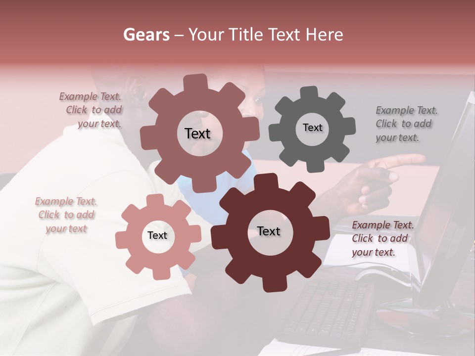 A Man And Woman Pointing At A Computer Screen PowerPoint Template