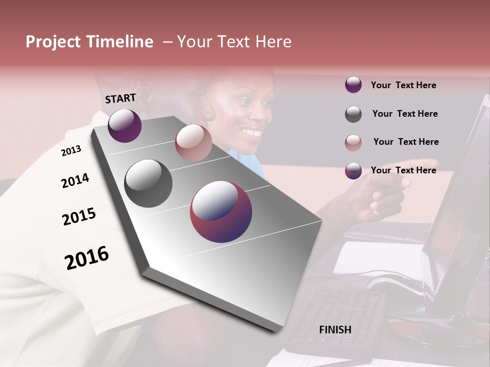 A Man And Woman Pointing At A Computer Screen PowerPoint Template