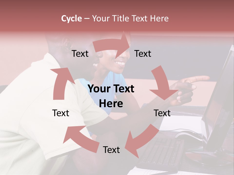 A Man And Woman Pointing At A Computer Screen PowerPoint Template