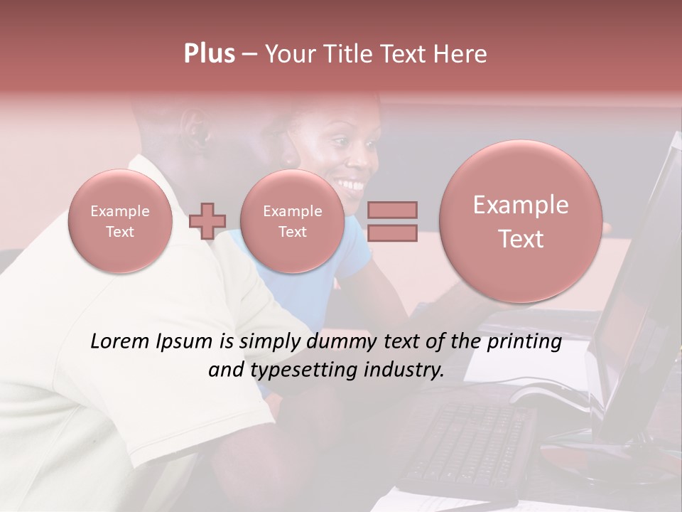 A Man And Woman Pointing At A Computer Screen PowerPoint Template