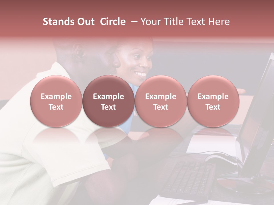 A Man And Woman Pointing At A Computer Screen PowerPoint Template