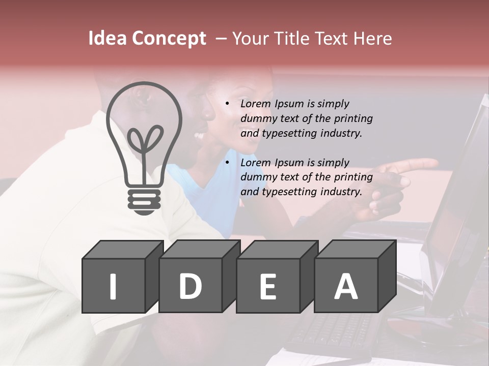 A Man And Woman Pointing At A Computer Screen PowerPoint Template