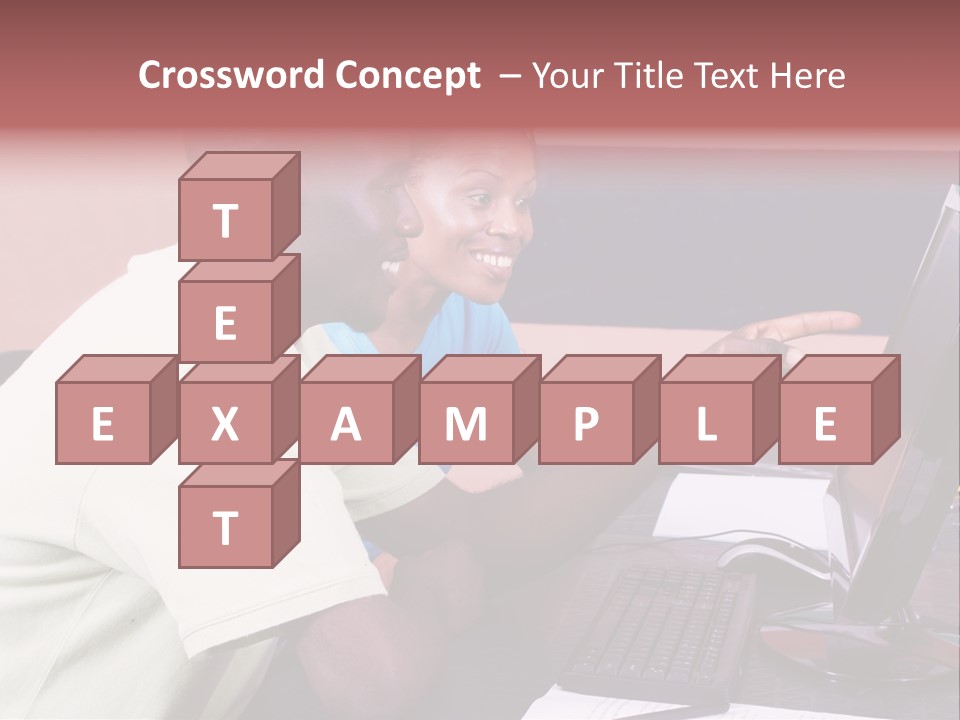 A Man And Woman Pointing At A Computer Screen PowerPoint Template