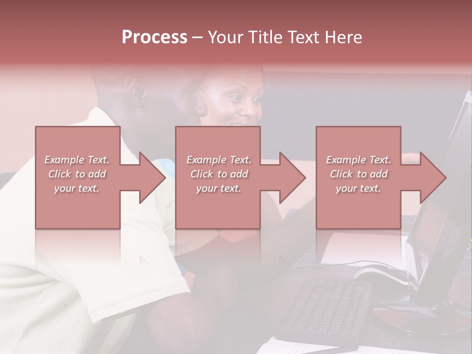 A Man And Woman Pointing At A Computer Screen PowerPoint Template