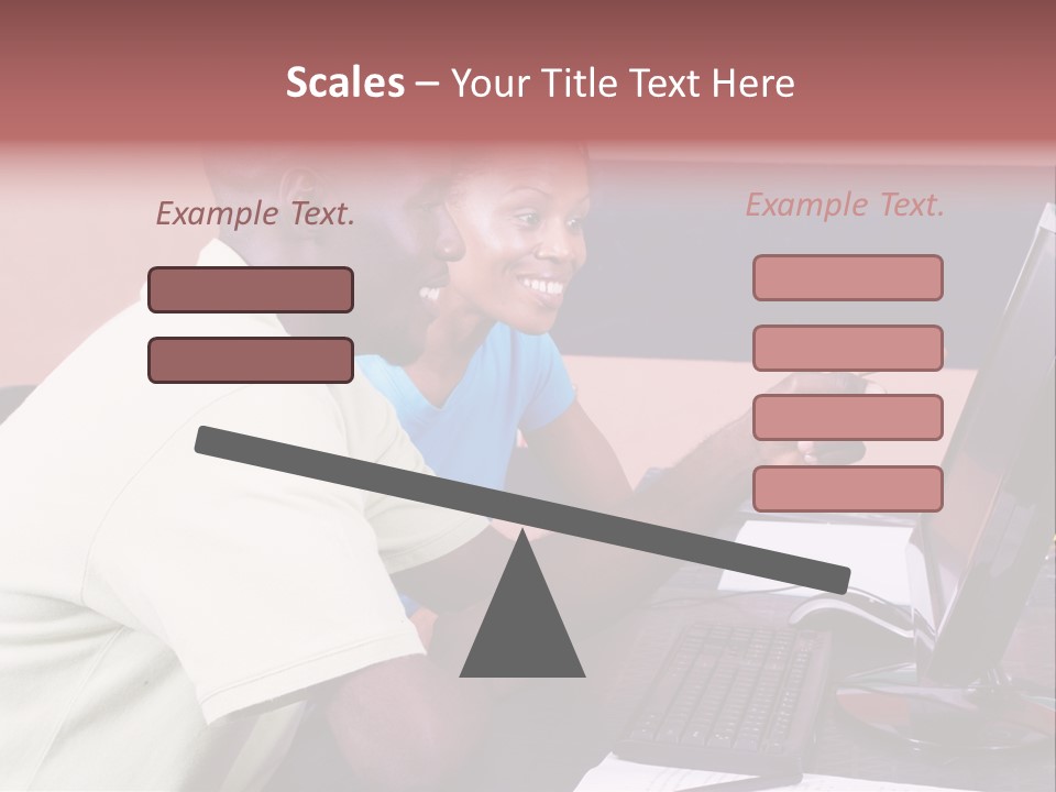 A Man And Woman Pointing At A Computer Screen PowerPoint Template