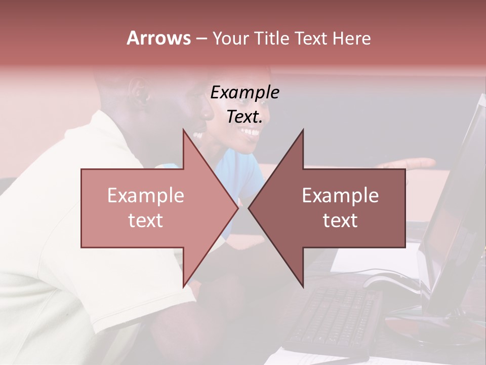 A Man And Woman Pointing At A Computer Screen PowerPoint Template