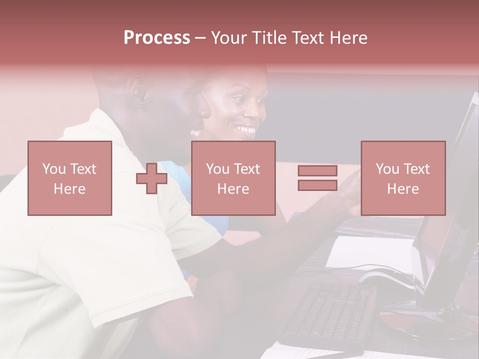 A Man And Woman Pointing At A Computer Screen PowerPoint Template
