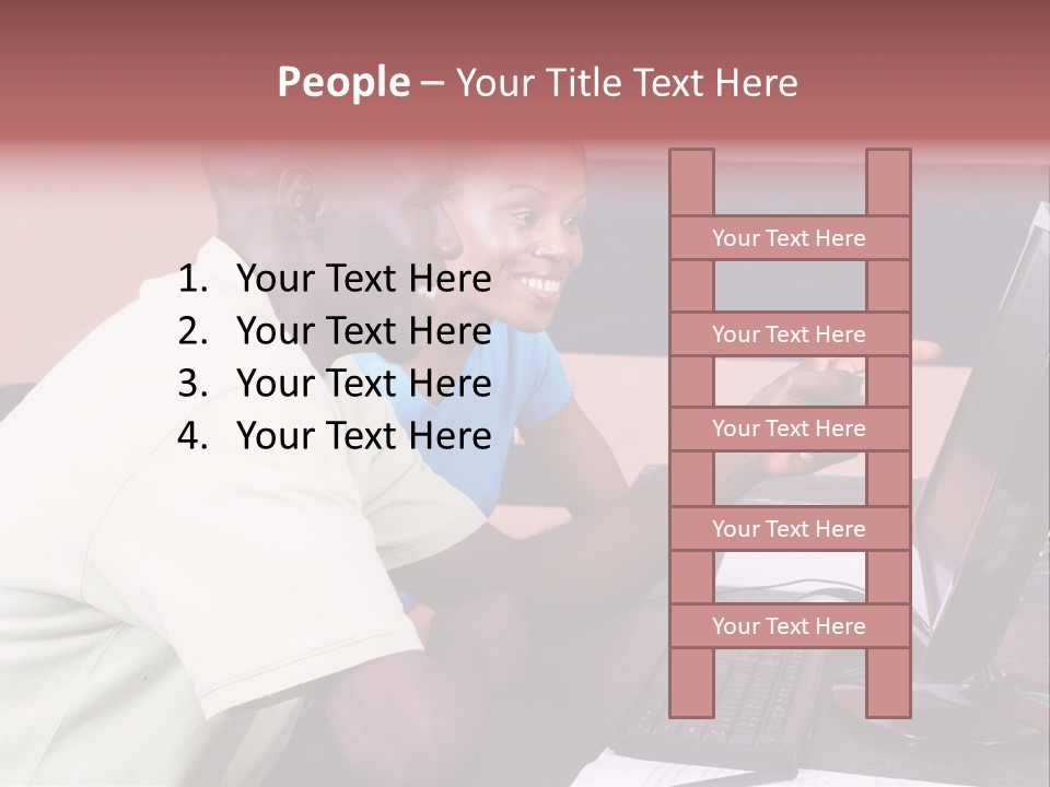 A Man And Woman Pointing At A Computer Screen PowerPoint Template