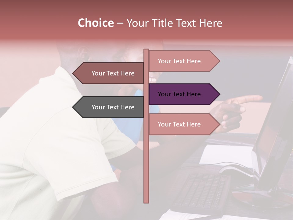 A Man And Woman Pointing At A Computer Screen PowerPoint Template