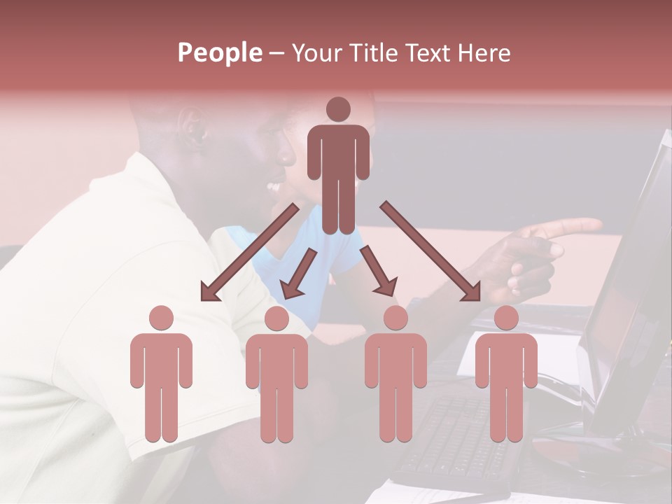 A Man And Woman Pointing At A Computer Screen PowerPoint Template