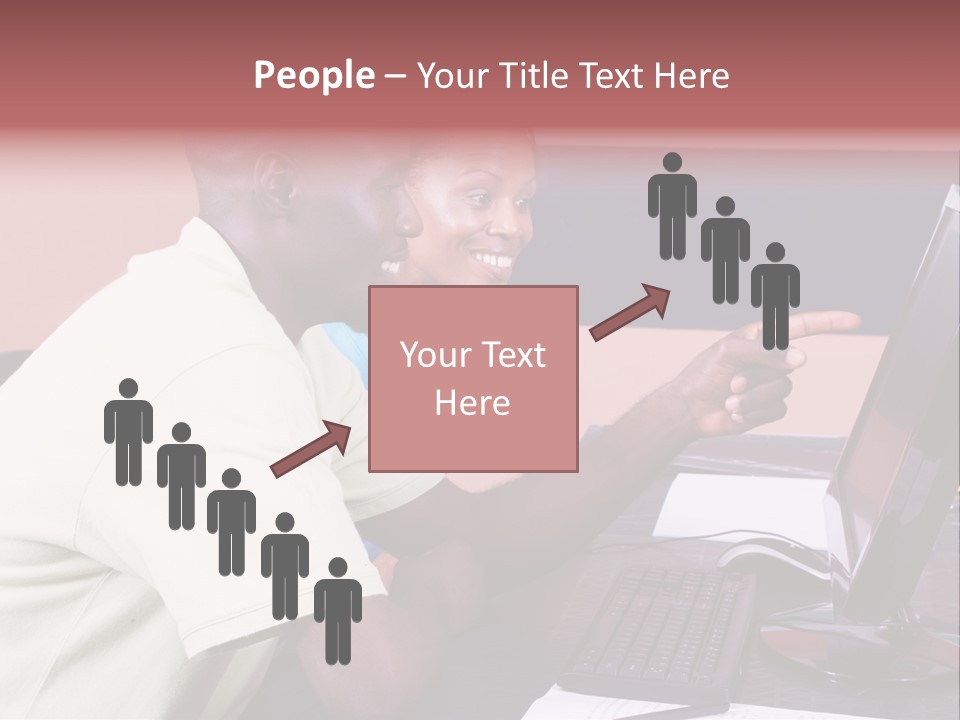 A Man And Woman Pointing At A Computer Screen PowerPoint Template
