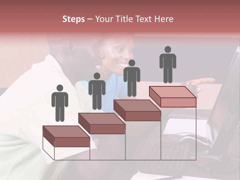 A Man And Woman Pointing At A Computer Screen PowerPoint Template