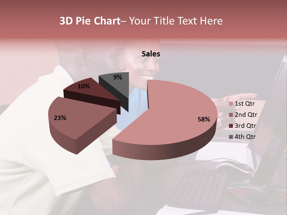 A Man And Woman Pointing At A Computer Screen PowerPoint Template
