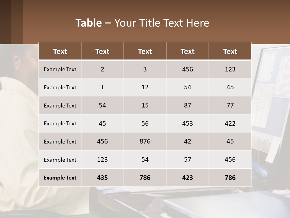 A Woman Sitting At A Desk With A Computer PowerPoint Template