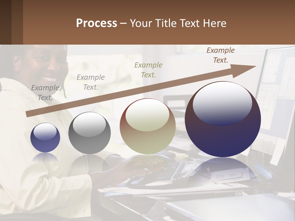 A Woman Sitting At A Desk With A Computer PowerPoint Template