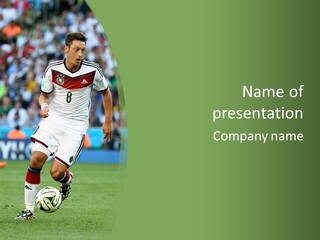 A Soccer Player Kicking A Soccer Ball On A Field PowerPoint Template