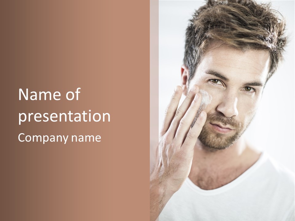 A Man Holding His Hand To His Face PowerPoint Template