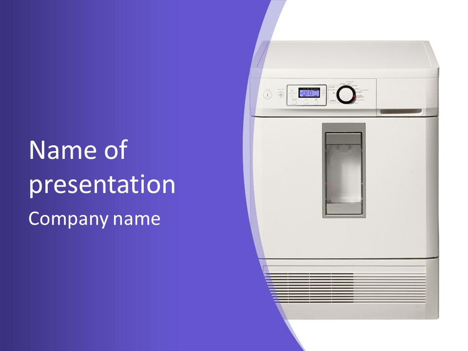 A White Refrigerator Freezer Sitting On Top Of A Purple Background PowerPoint Template