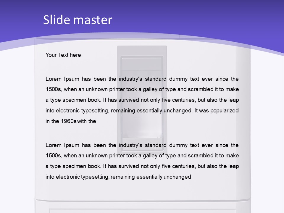 A White Refrigerator Freezer Sitting On Top Of A Purple Background PowerPoint Template