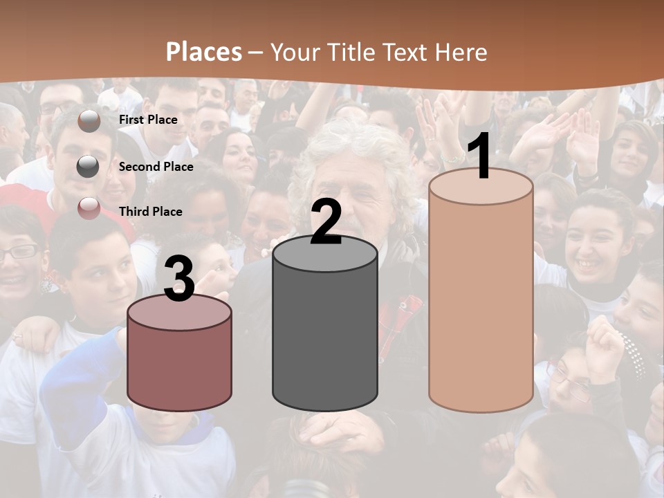 A Large Group Of People Are Gathered Together PowerPoint Template