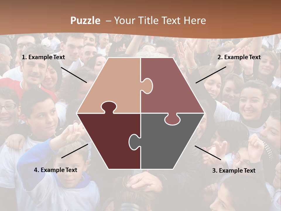 A Large Group Of People Are Gathered Together PowerPoint Template