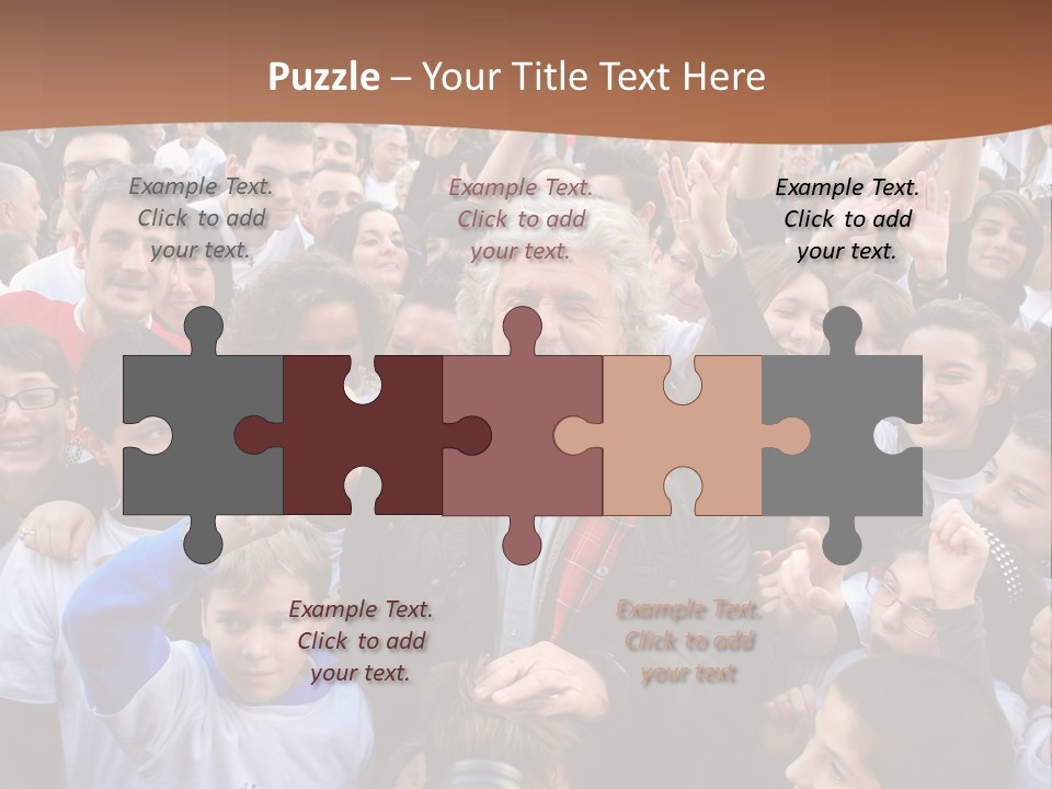A Large Group Of People Are Gathered Together PowerPoint Template