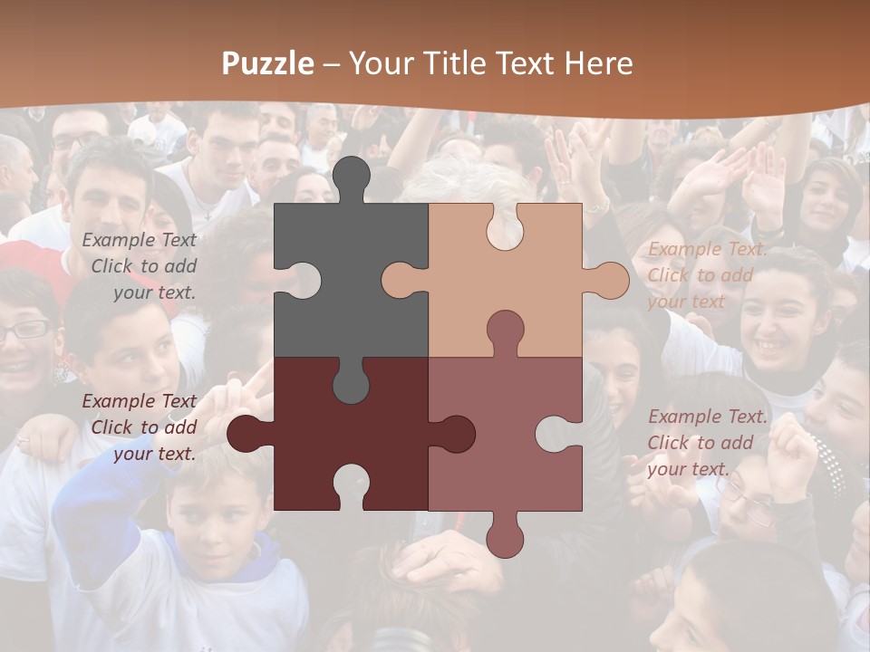 A Large Group Of People Are Gathered Together PowerPoint Template