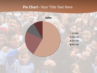 A Large Group Of People Are Gathered Together PowerPoint Template