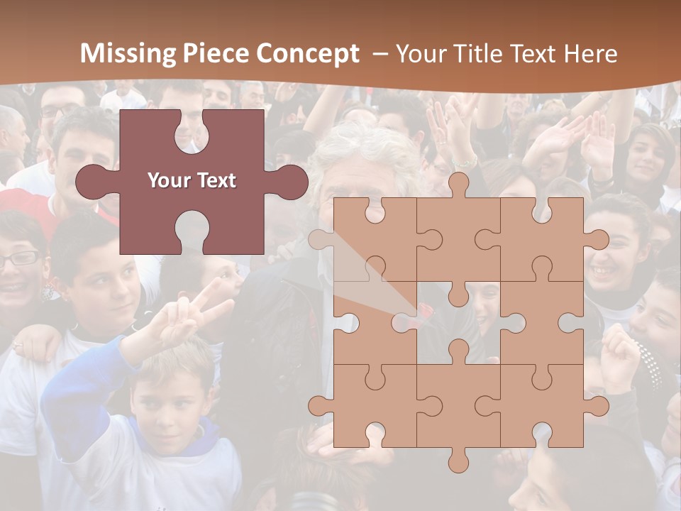 A Large Group Of People Are Gathered Together PowerPoint Template