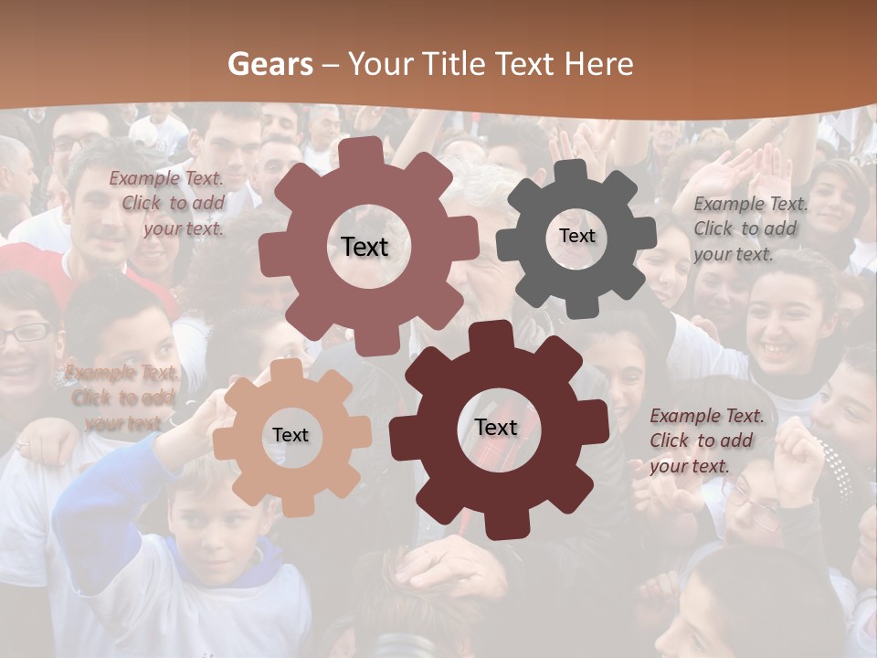 A Large Group Of People Are Gathered Together PowerPoint Template