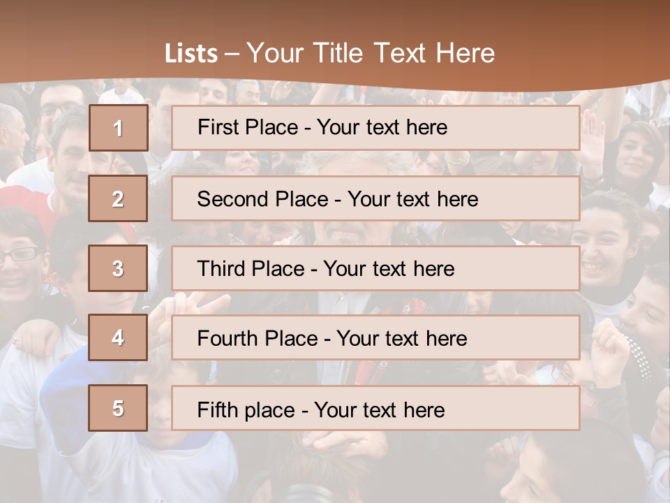 A Large Group Of People Are Gathered Together PowerPoint Template