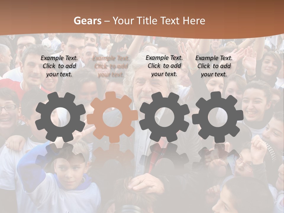 A Large Group Of People Are Gathered Together PowerPoint Template