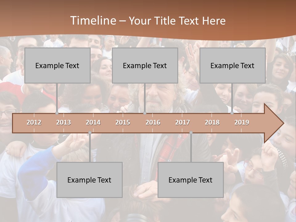 A Large Group Of People Are Gathered Together PowerPoint Template