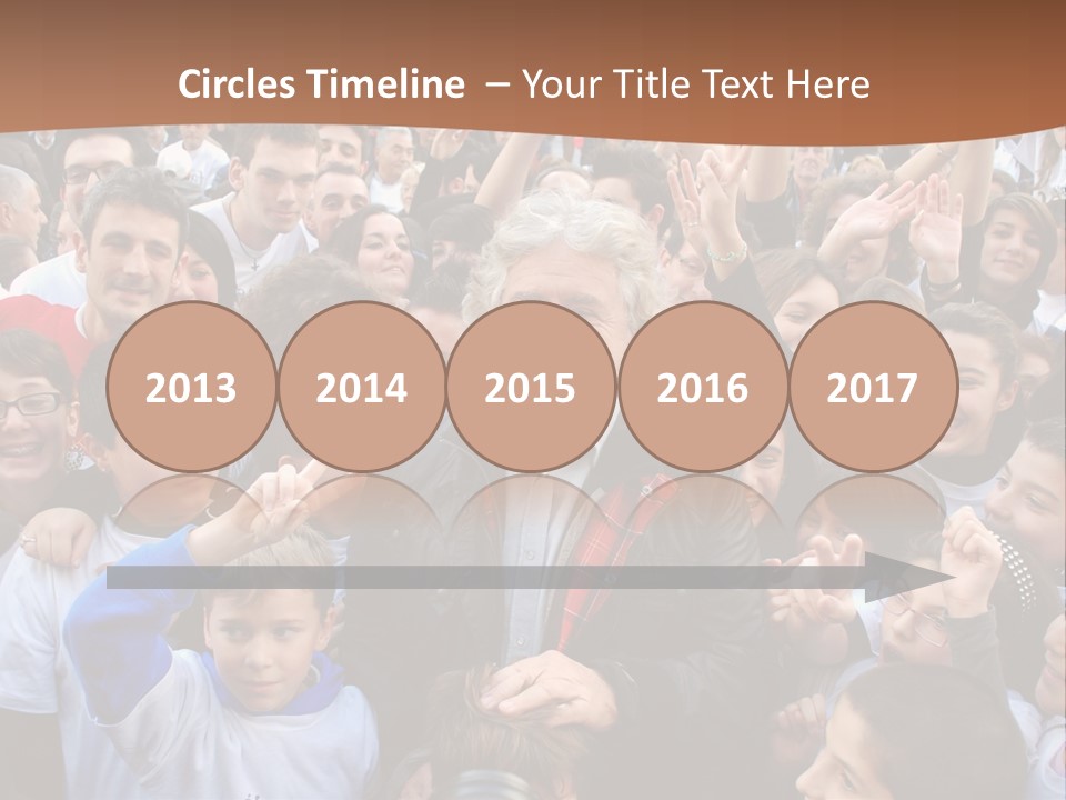 A Large Group Of People Are Gathered Together PowerPoint Template