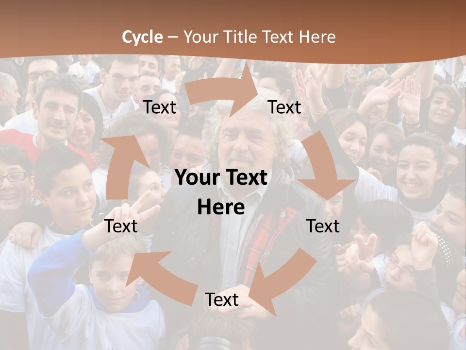 A Large Group Of People Are Gathered Together PowerPoint Template
