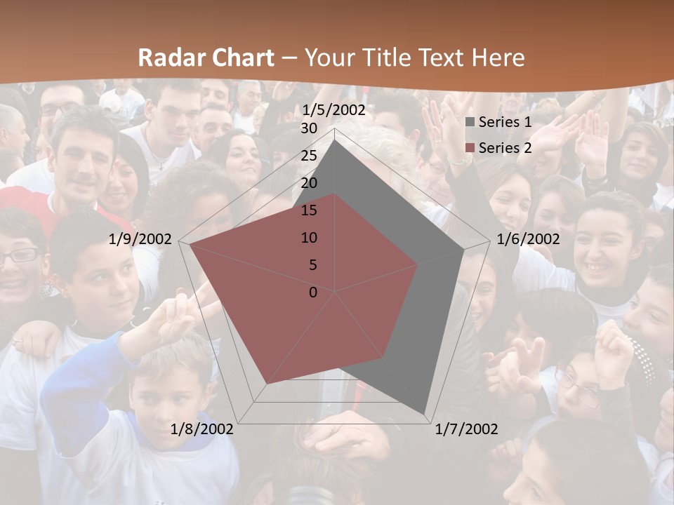 A Large Group Of People Are Gathered Together PowerPoint Template