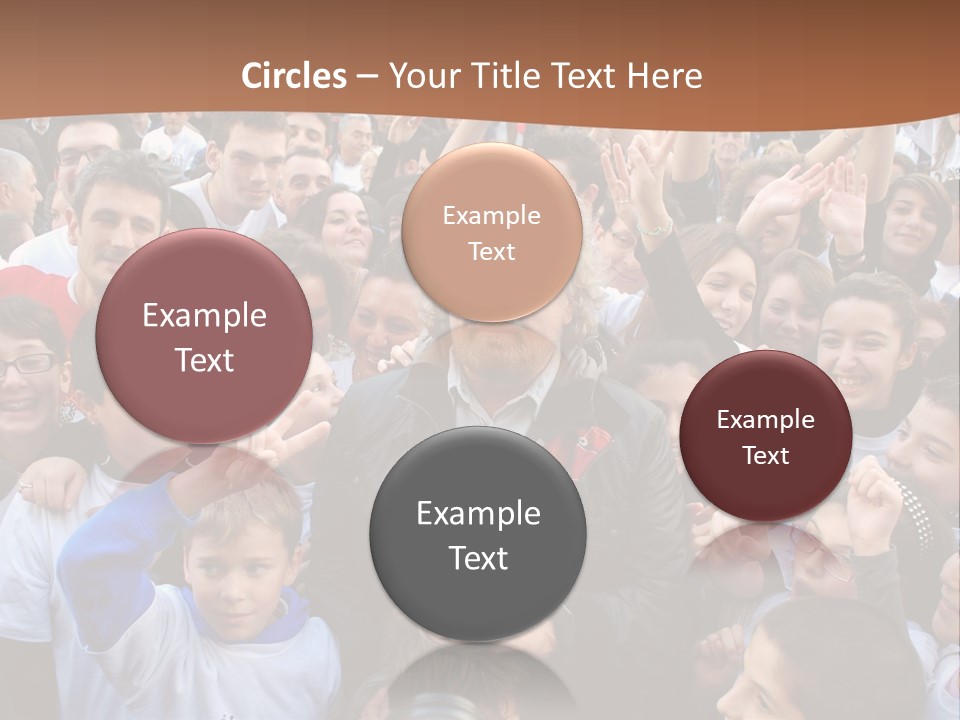 A Large Group Of People Are Gathered Together PowerPoint Template