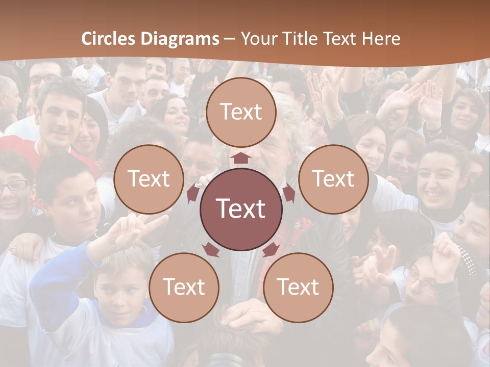 A Large Group Of People Are Gathered Together PowerPoint Template